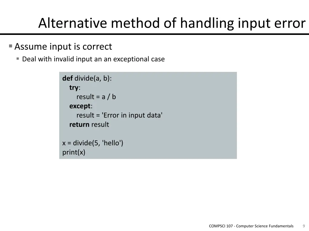 alternative method of handling input error