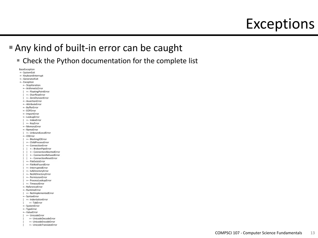 exceptions