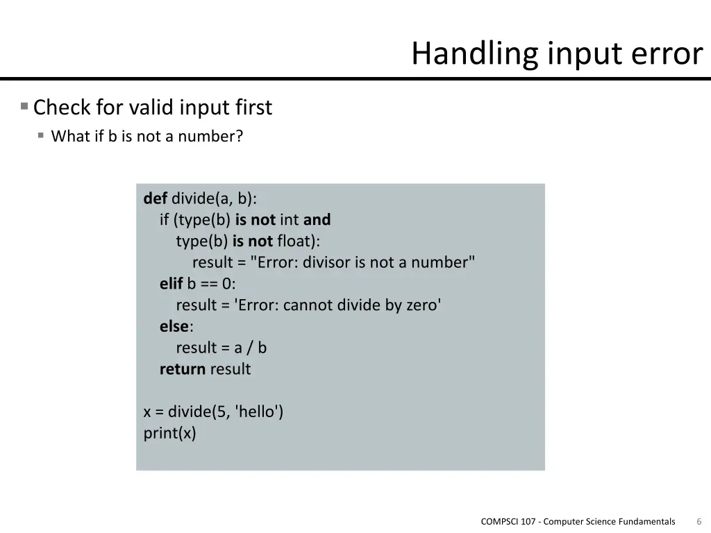 handling input error
