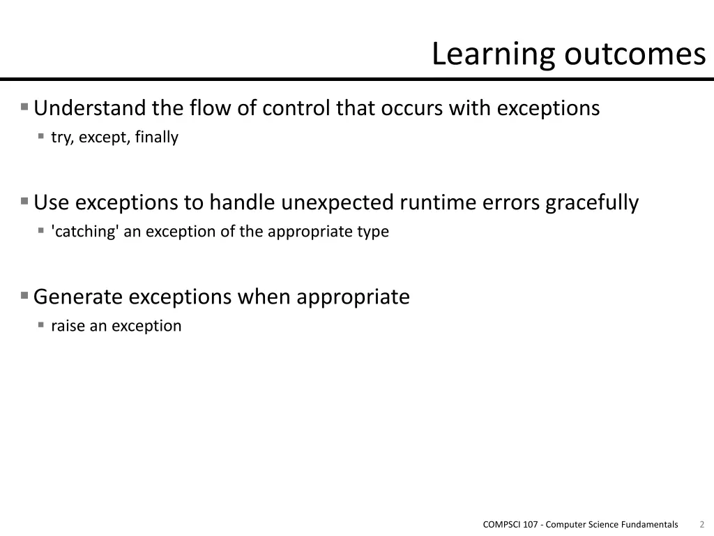 learning outcomes