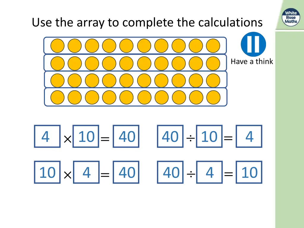 use the array to complete the calculations 1