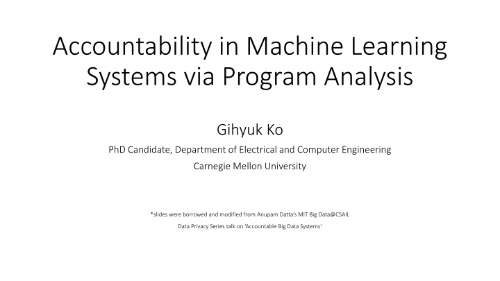 accountability in machine learning systems