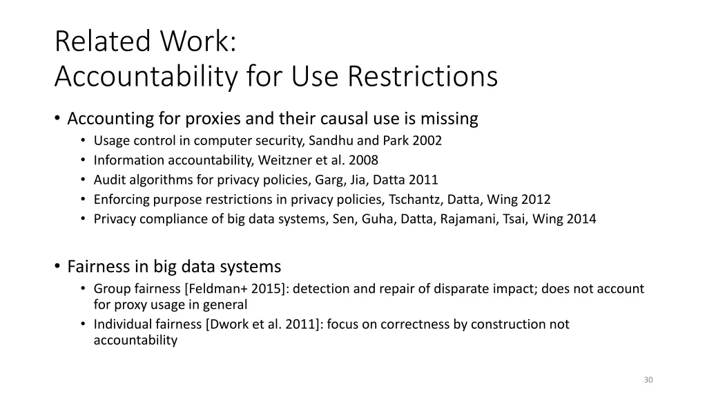 related work accountability for use restrictions