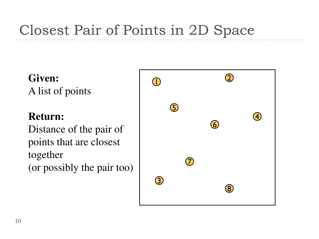 closest pair of points in 2d space