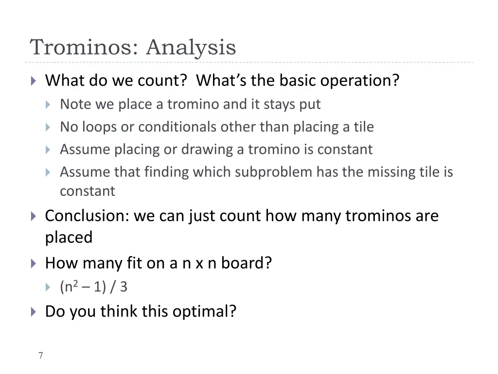 trominos analysis