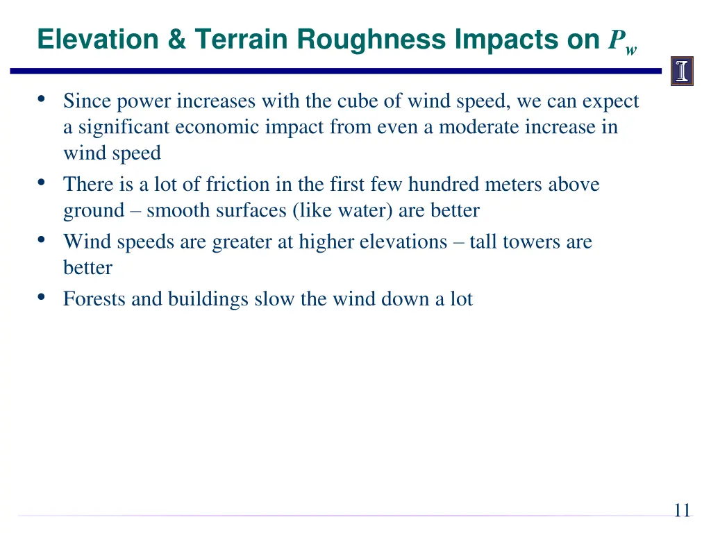 elevation terrain roughness impacts on p w