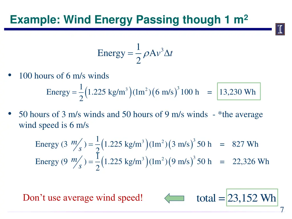 example wind energy passing though 1 m 2