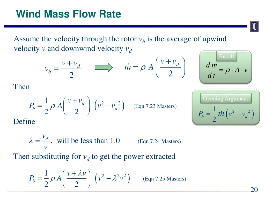 wind mass flow rate