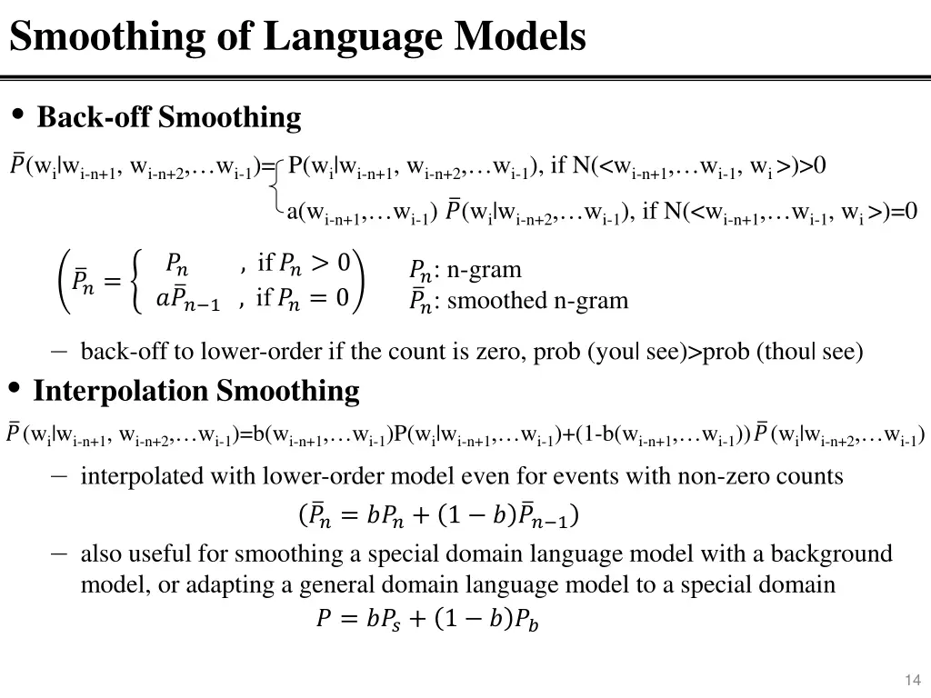 smoothing of language models 1
