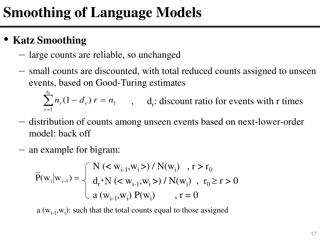 smoothing of language models 3