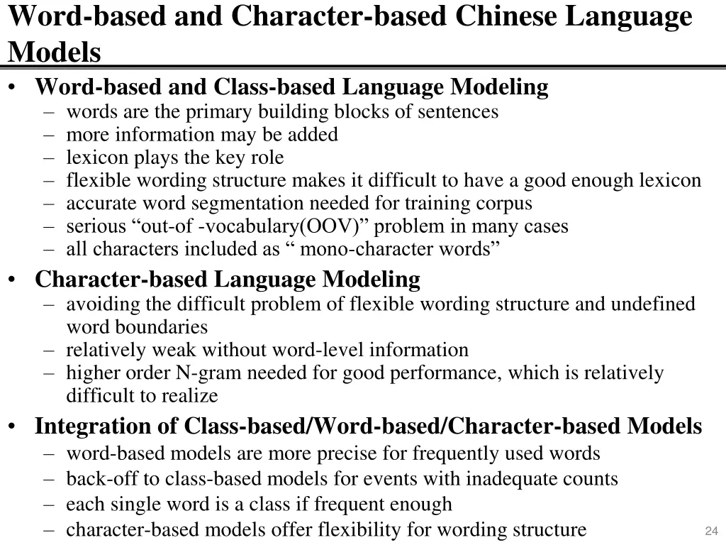 word based and character based chinese language