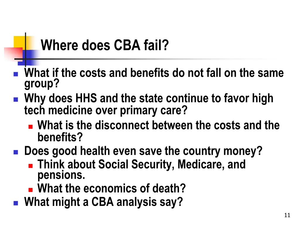 where does cba fail