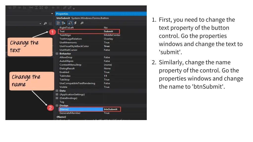 1 first you need to change the text property