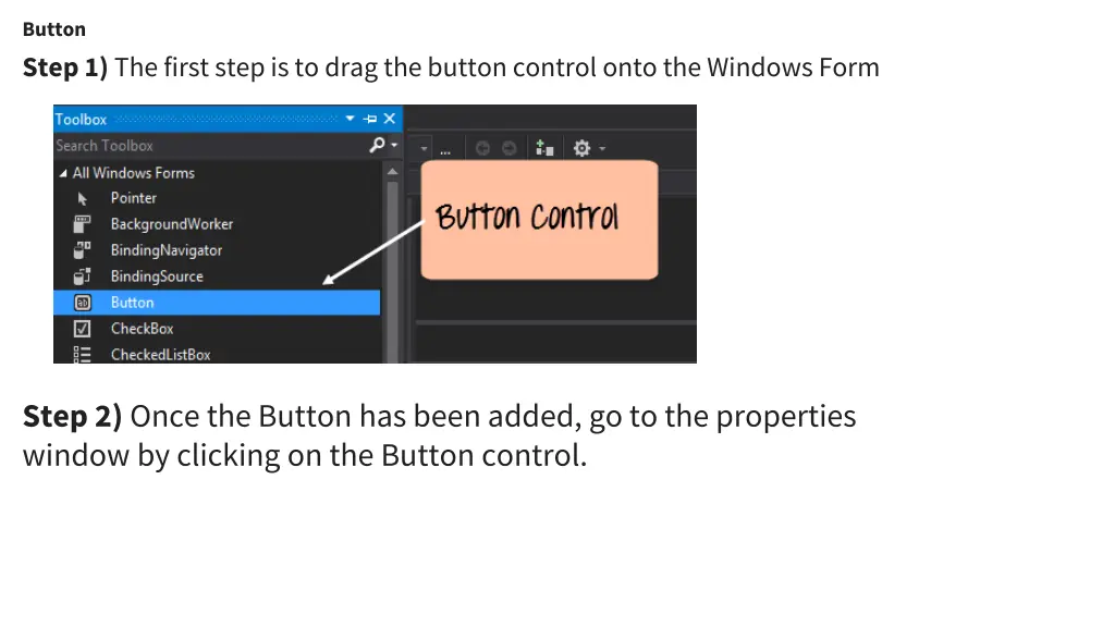 button step 1 the first step is to drag