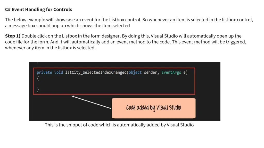 c event handling for controls