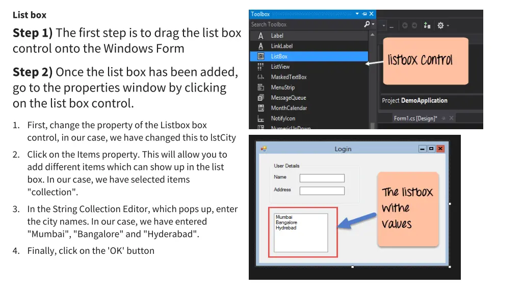 list box step 1 the first step is to drag