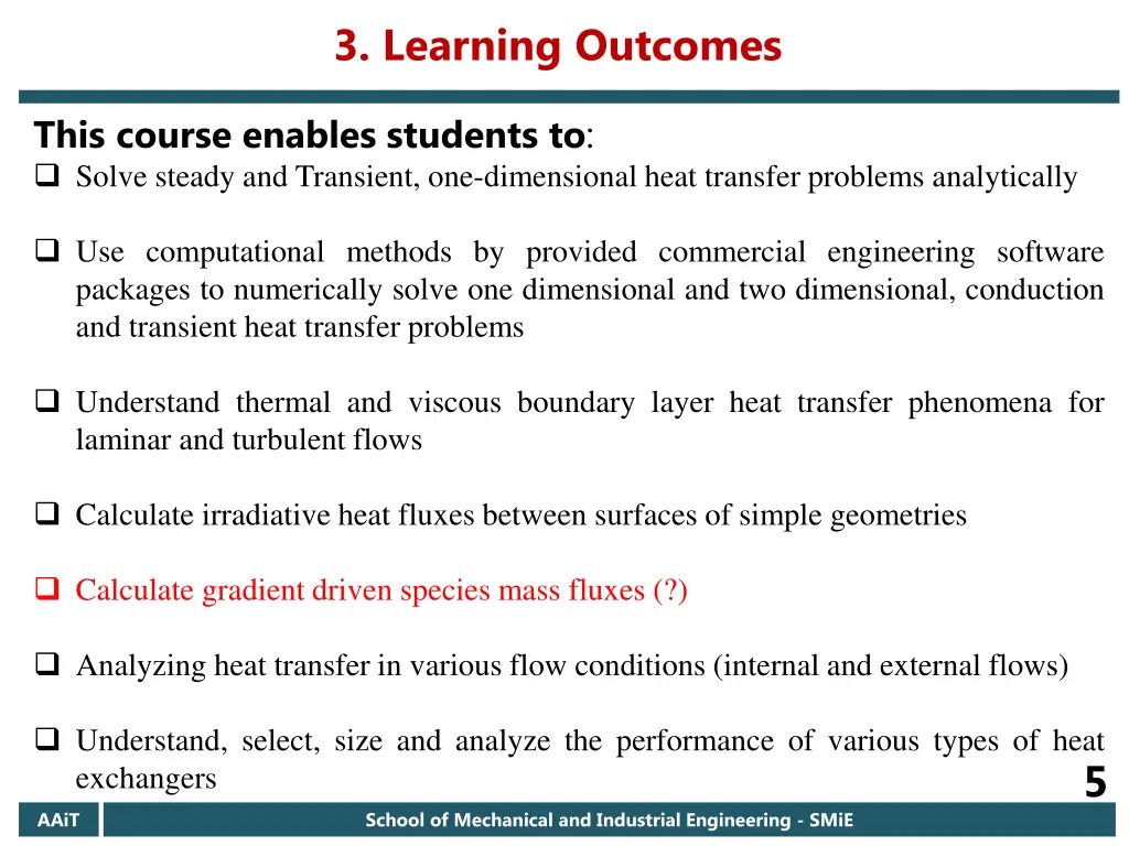 3 learning outcomes