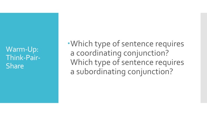 which type of sentence requires a coordinating