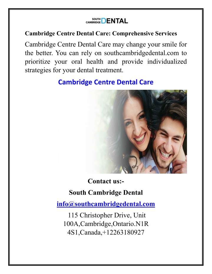 cambridge centre dental care comprehensive