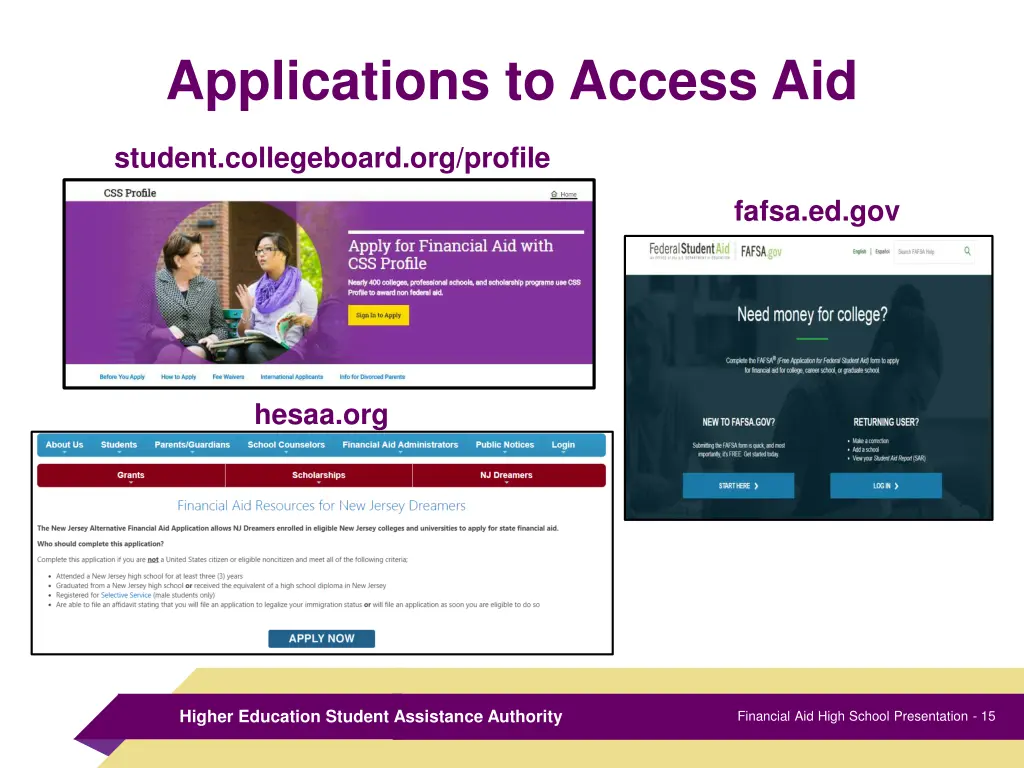 applications to access aid