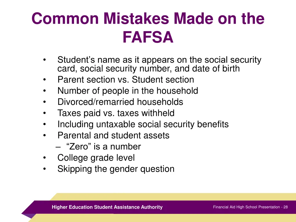 common mistakes made on the fafsa
