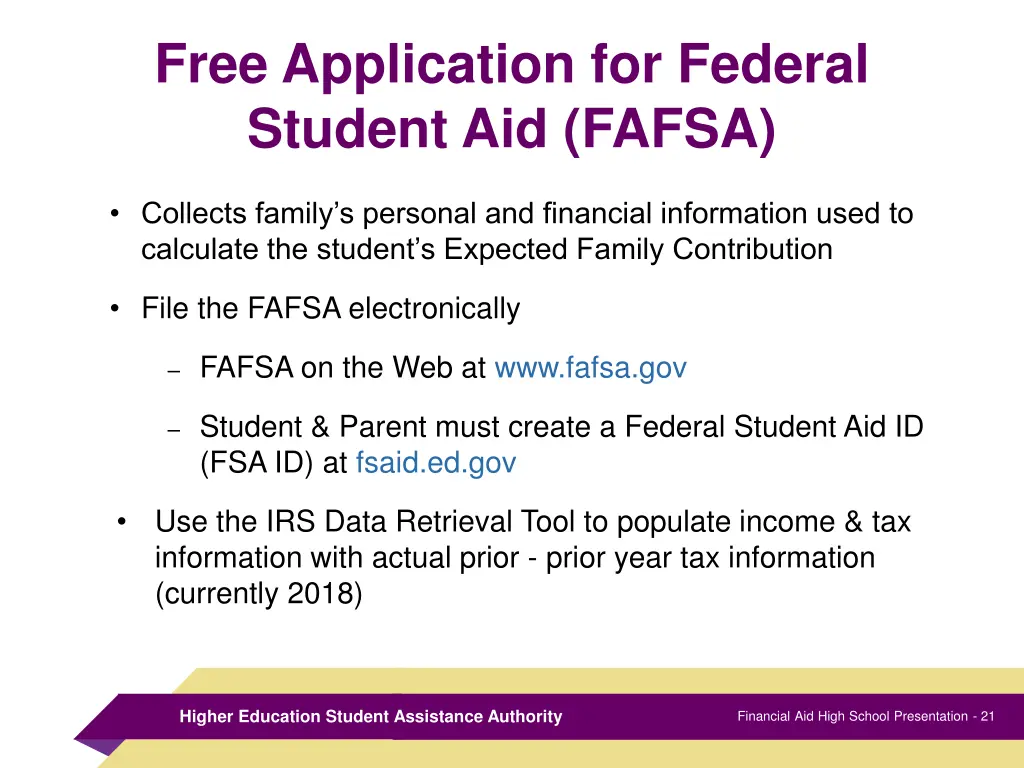 free application for federal student aid fafsa