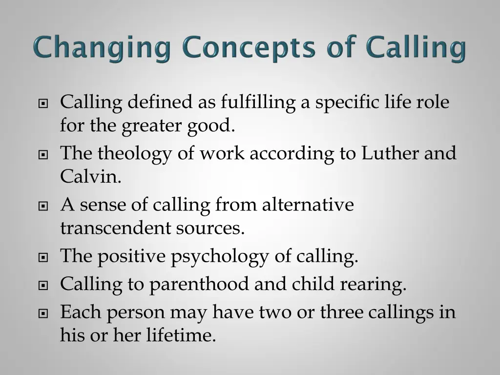 calling defined as fulfilling a specific life