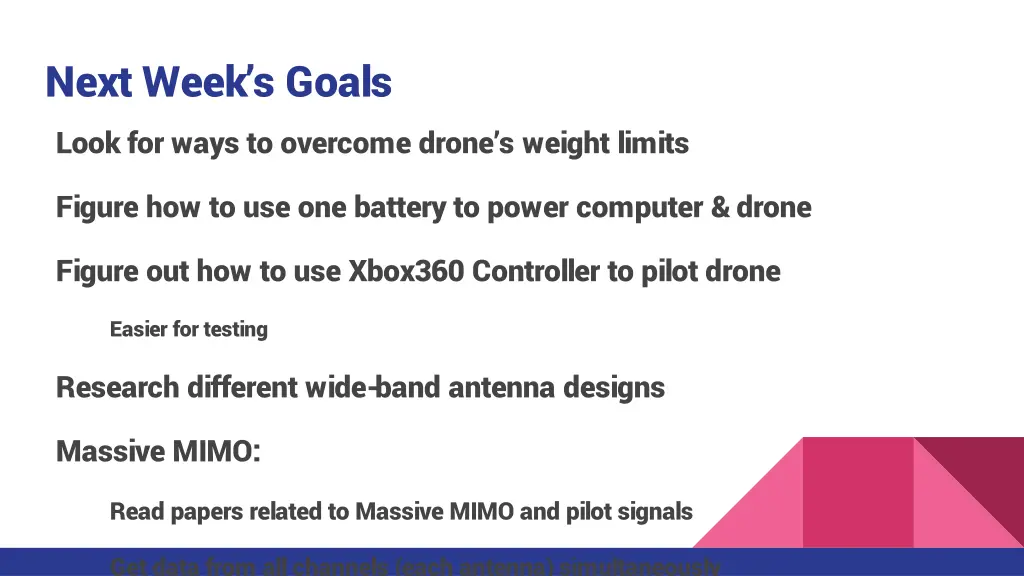 next week s goals look for ways to overcome drone
