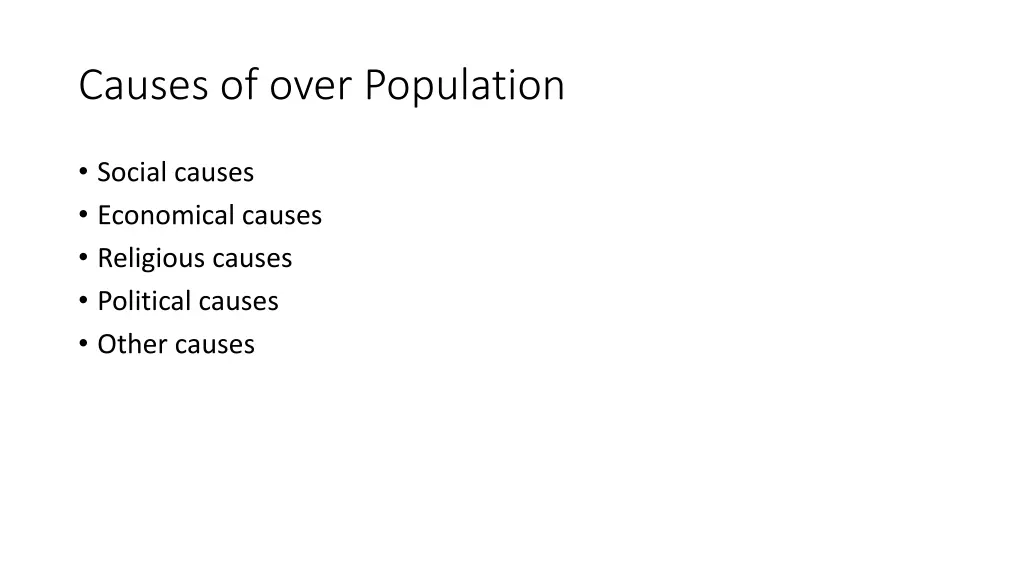causes of over population 1