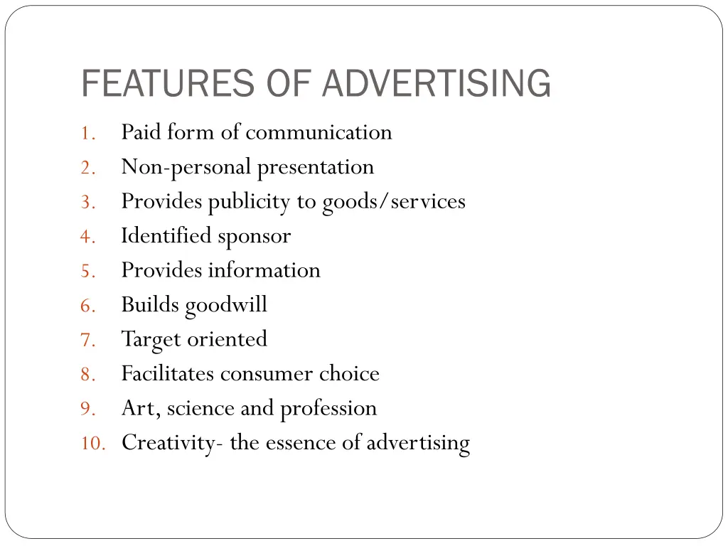 features of advertising paid form