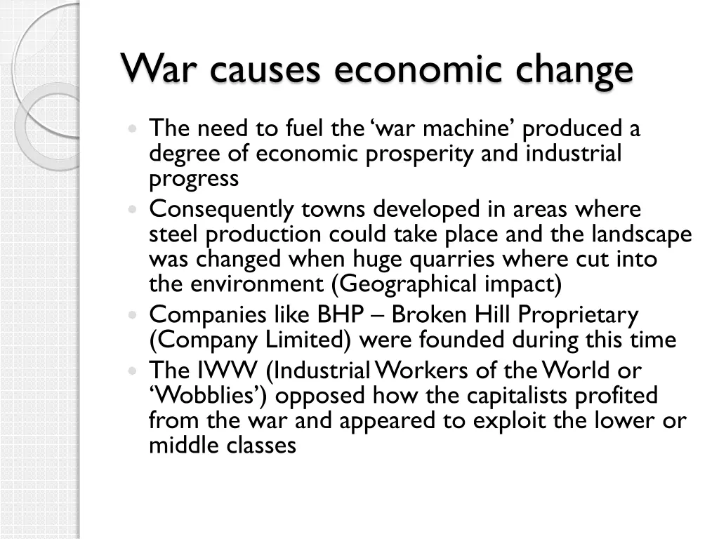 war causes economic change