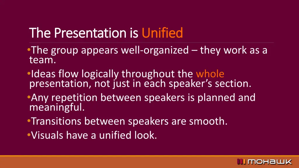 the presentation is the presentation is unified