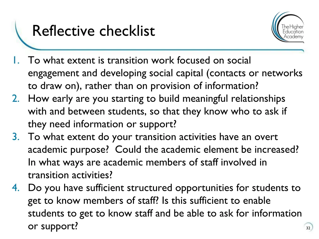 reflective checklist