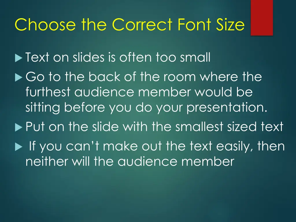 choose the correct font size