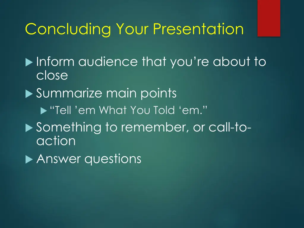 concluding your presentation