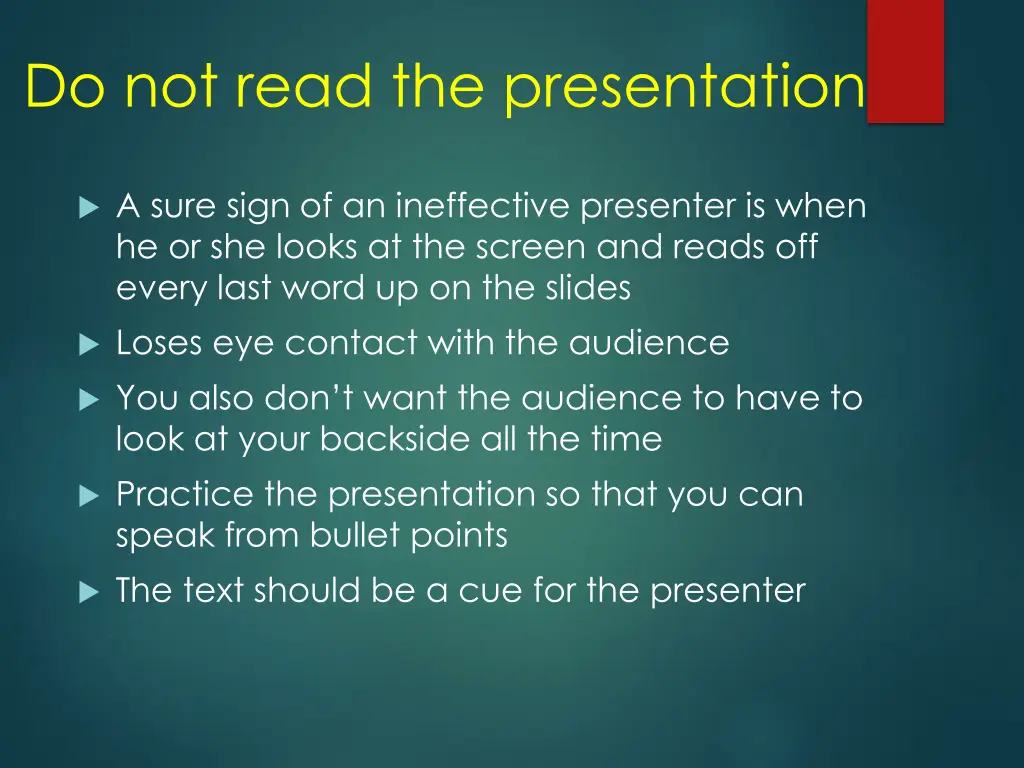 do not read the presentation