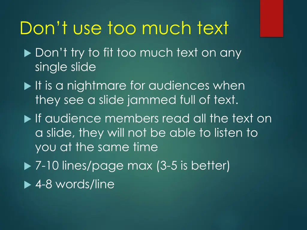 don t use too much text