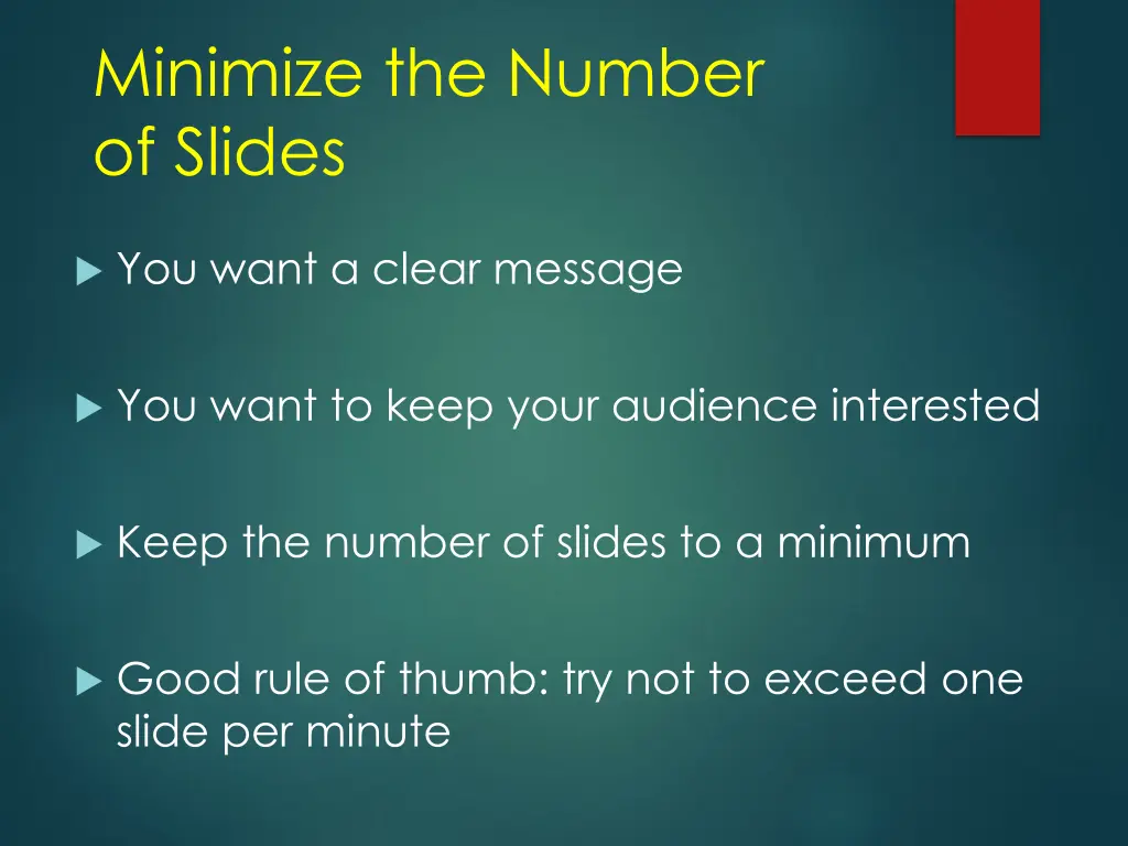 minimize the number of slides