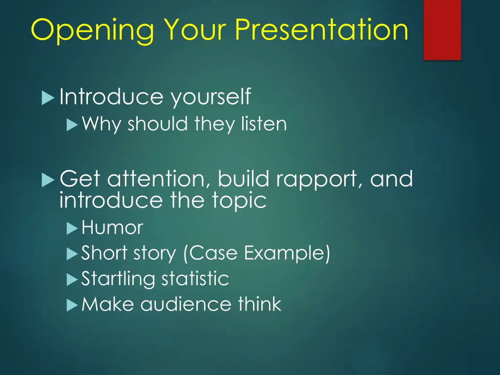 opening your presentation