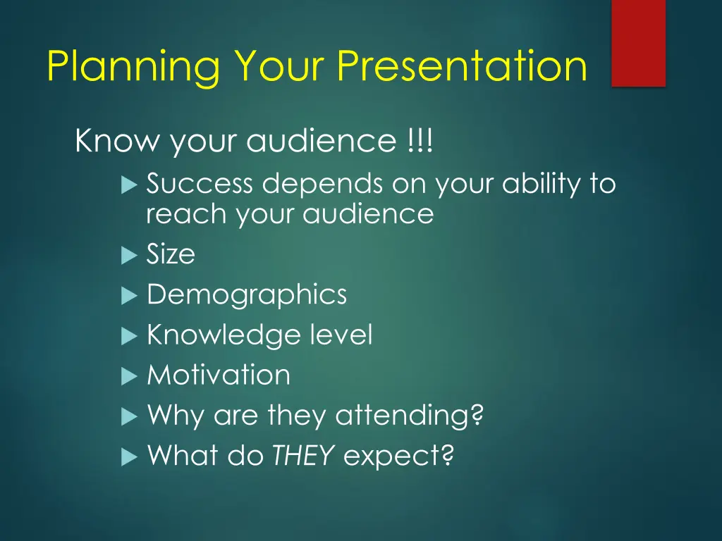 planning your presentation 1