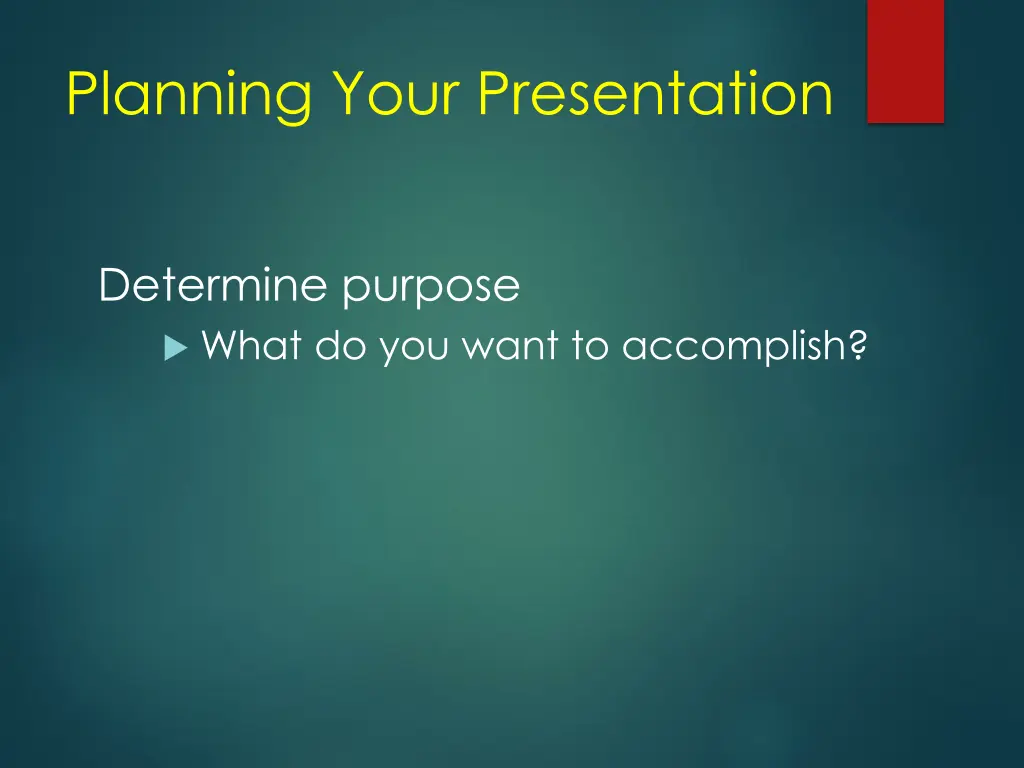 planning your presentation