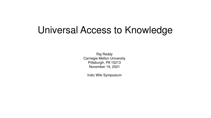 universal access to knowledge