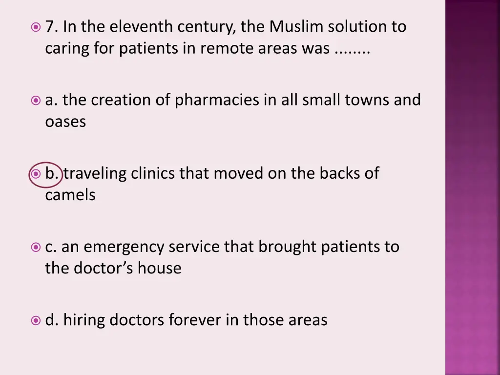 7 in the eleventh century the muslim solution
