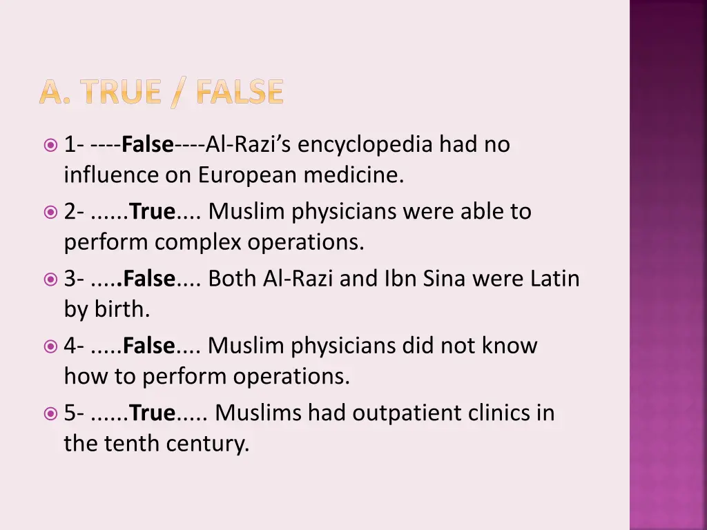 a true false