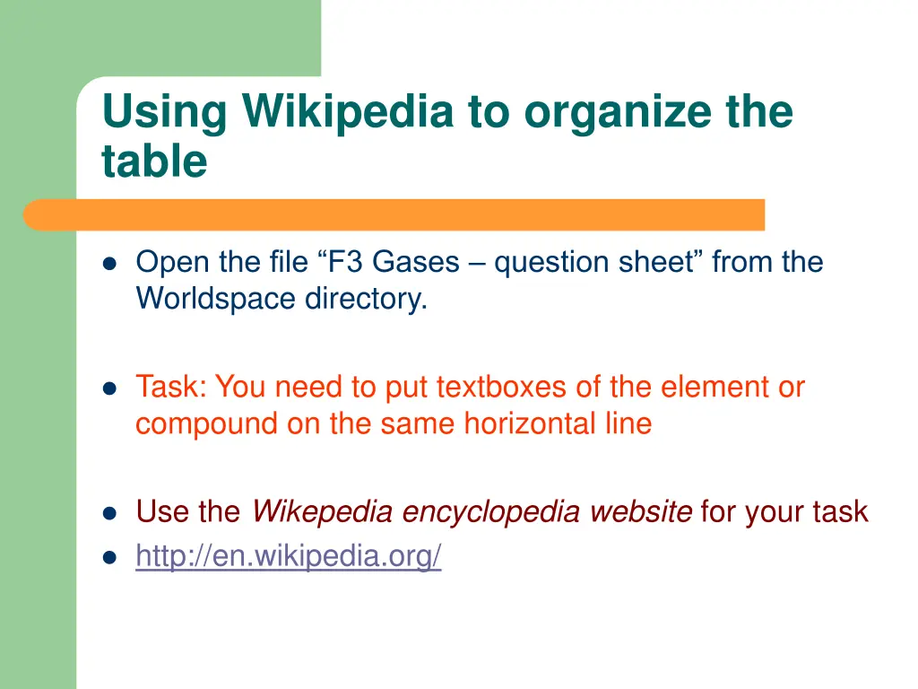 using wikipedia to organize the table