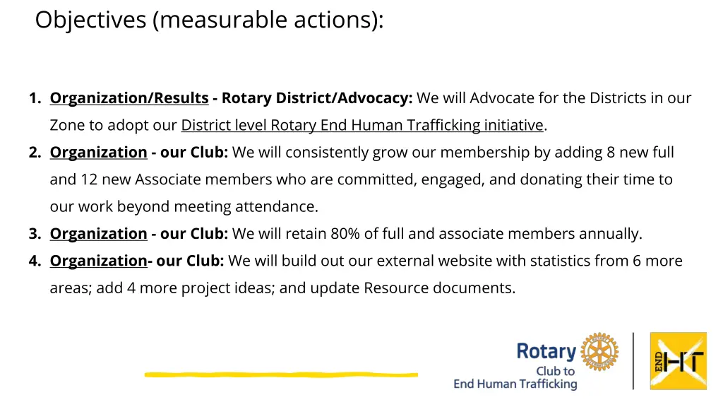 objectives measurable actions 1