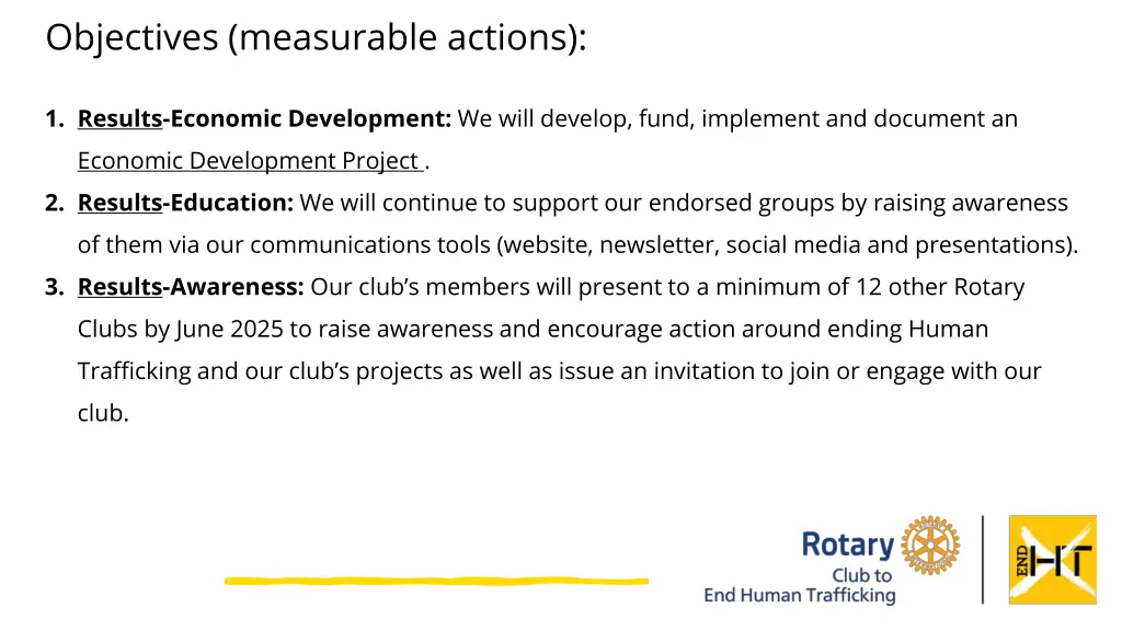 objectives measurable actions