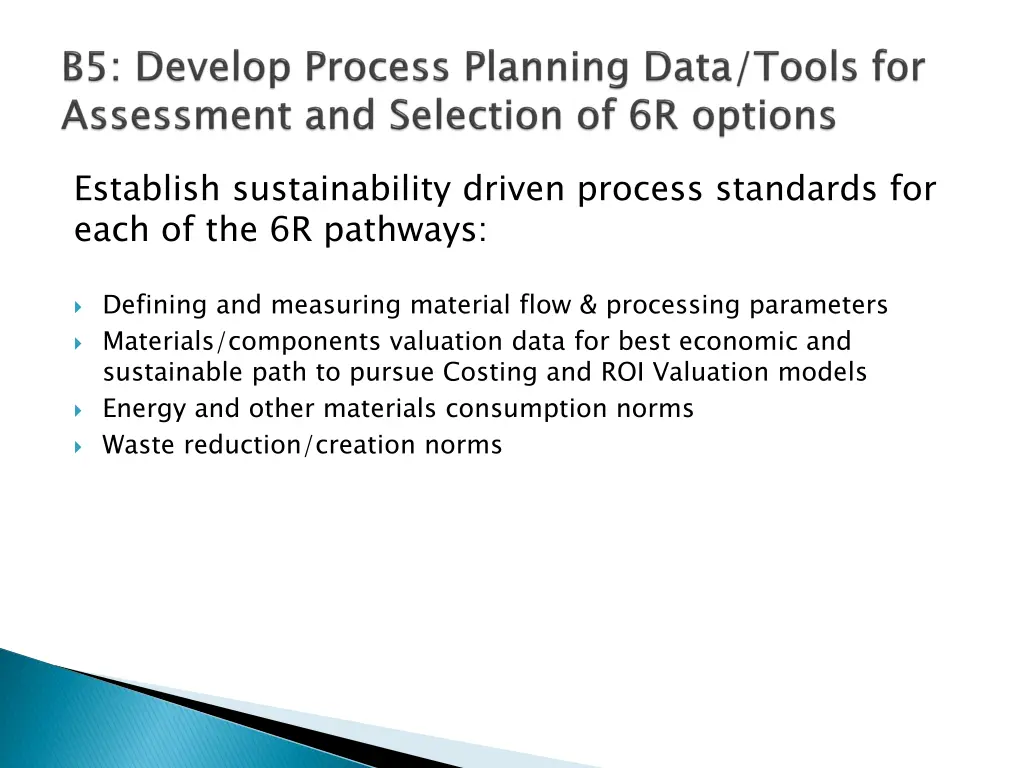 establish sustainability driven process standards