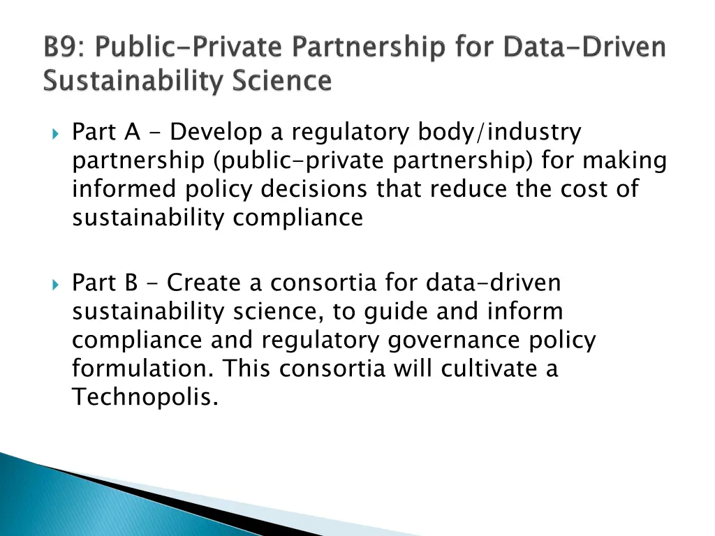 part a develop a regulatory body industry
