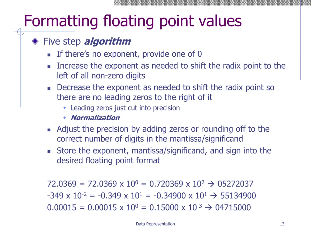 formatting floating point values